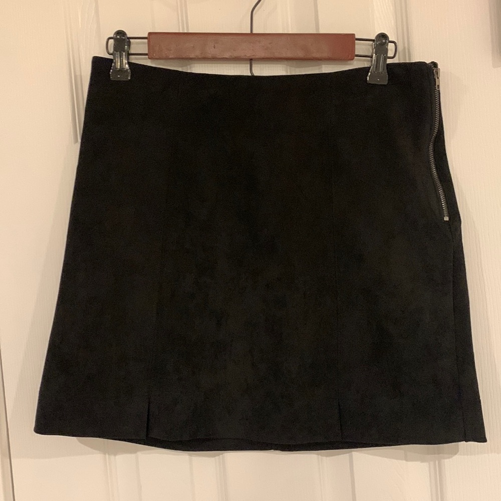 She +Sky black suede skirt